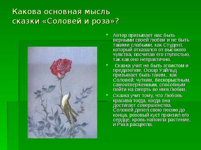 Основная мысль Соловей и роза