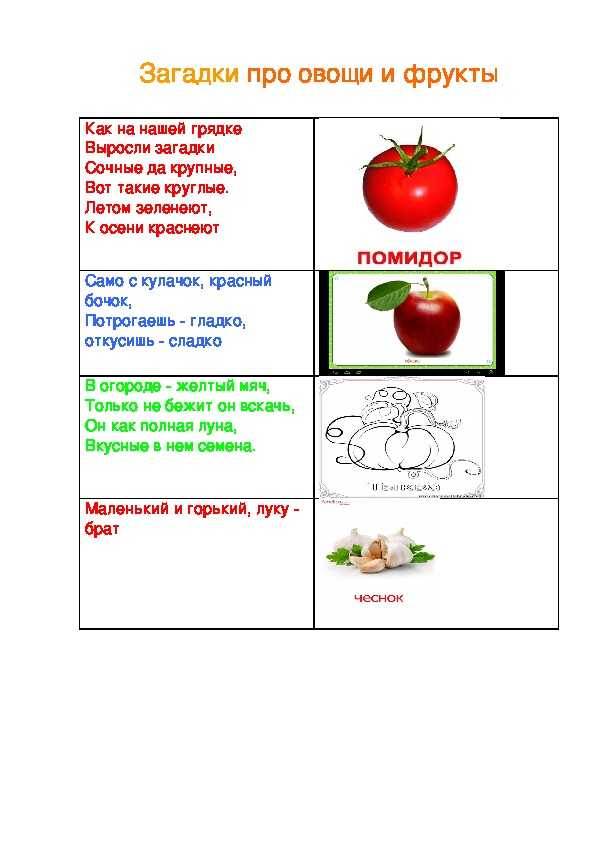 Загадки про полезные овощи для детей
